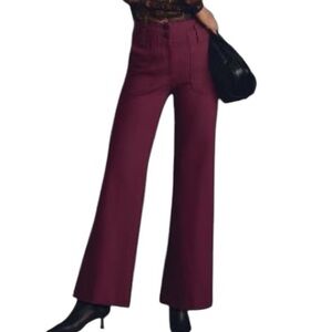 Anthropologie Burgundy Wide-Leg Pants